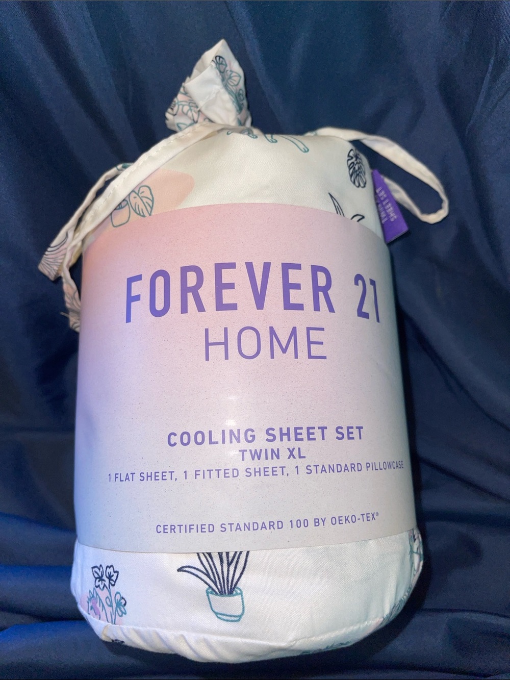 Forever 21 Home Cooling Sheet Set - Soft Blue/Pink with Floral and Cats